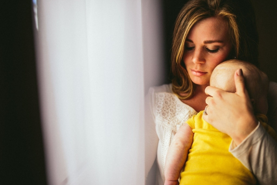 Mother holding baby